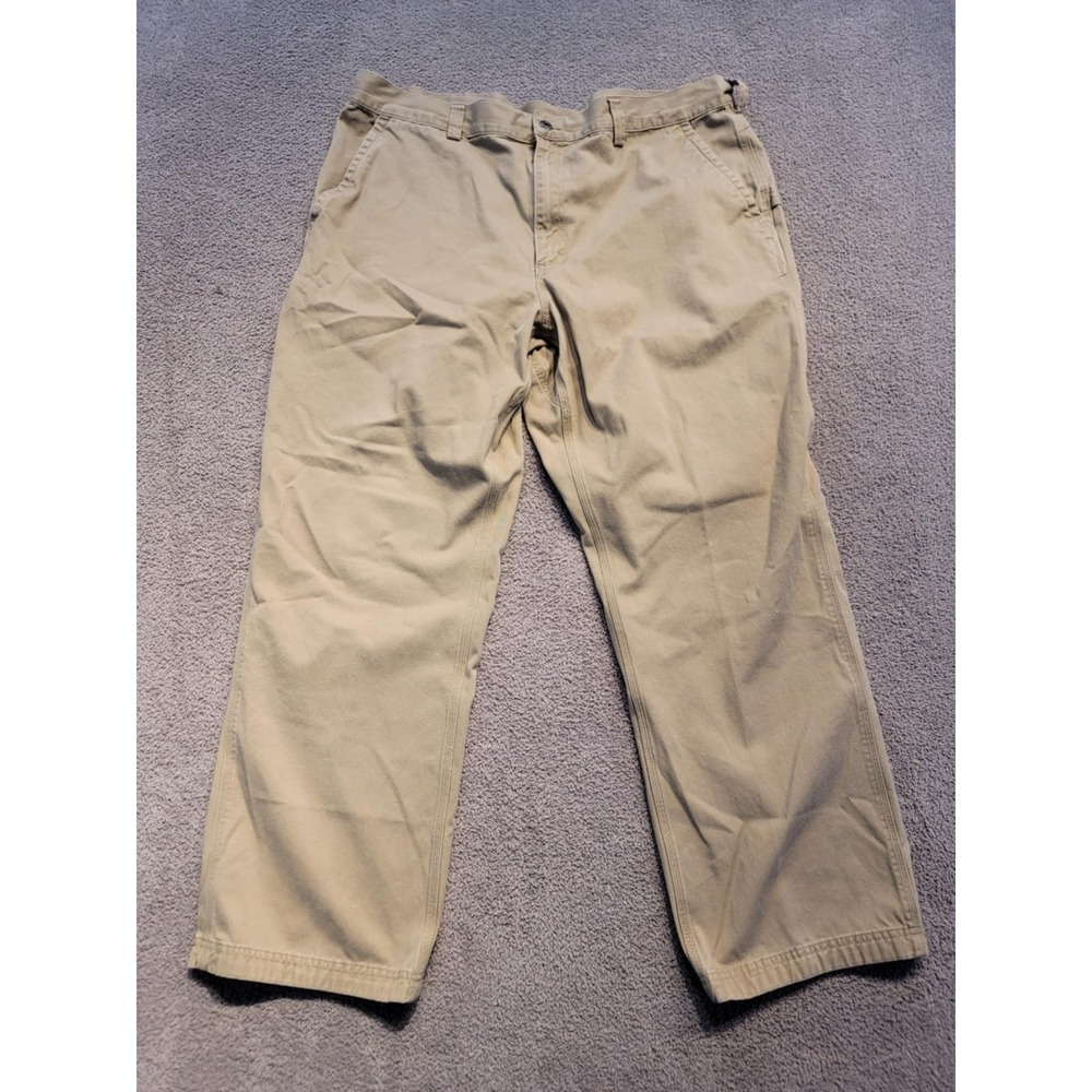 Duluth Trading Co. Men's Carpenter Work Pants 42x32 Khaki Utility Heavy Duty